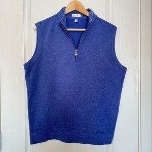 Peter Millar Crown Blue Quarter Zip Vest Sz M Mens Golf Layering Preppy Luxury